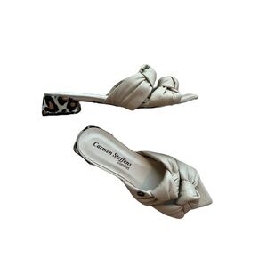 Leather Leopard Print Calf Hair Carmen Steffens Comfort Slide Sandals